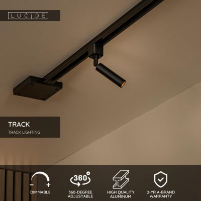 Lucide TRACK KEONI Track spot - 1-circuit Track lighting system - 1xG9- Black(Extension)